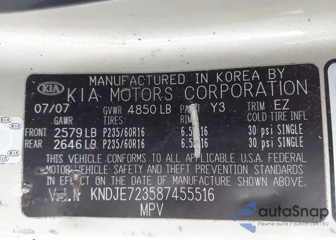 2008 Kia Sportage Lx V6 из США, поврежденный, VIN KNDJE723587455516